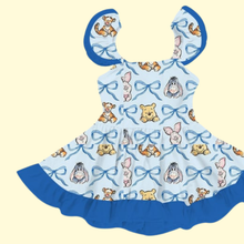Load image into Gallery viewer, Blue Bows Ruffle Dress
