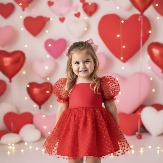 PREORDER Red Heart Mesh Babydoll Dress