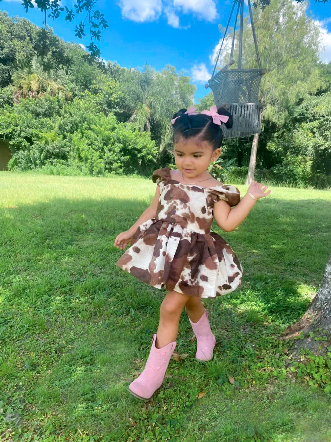 Brown Cow Babydoll Dress SweetPea Customs Brown Cow Babydoll Dress SweetPea Customs